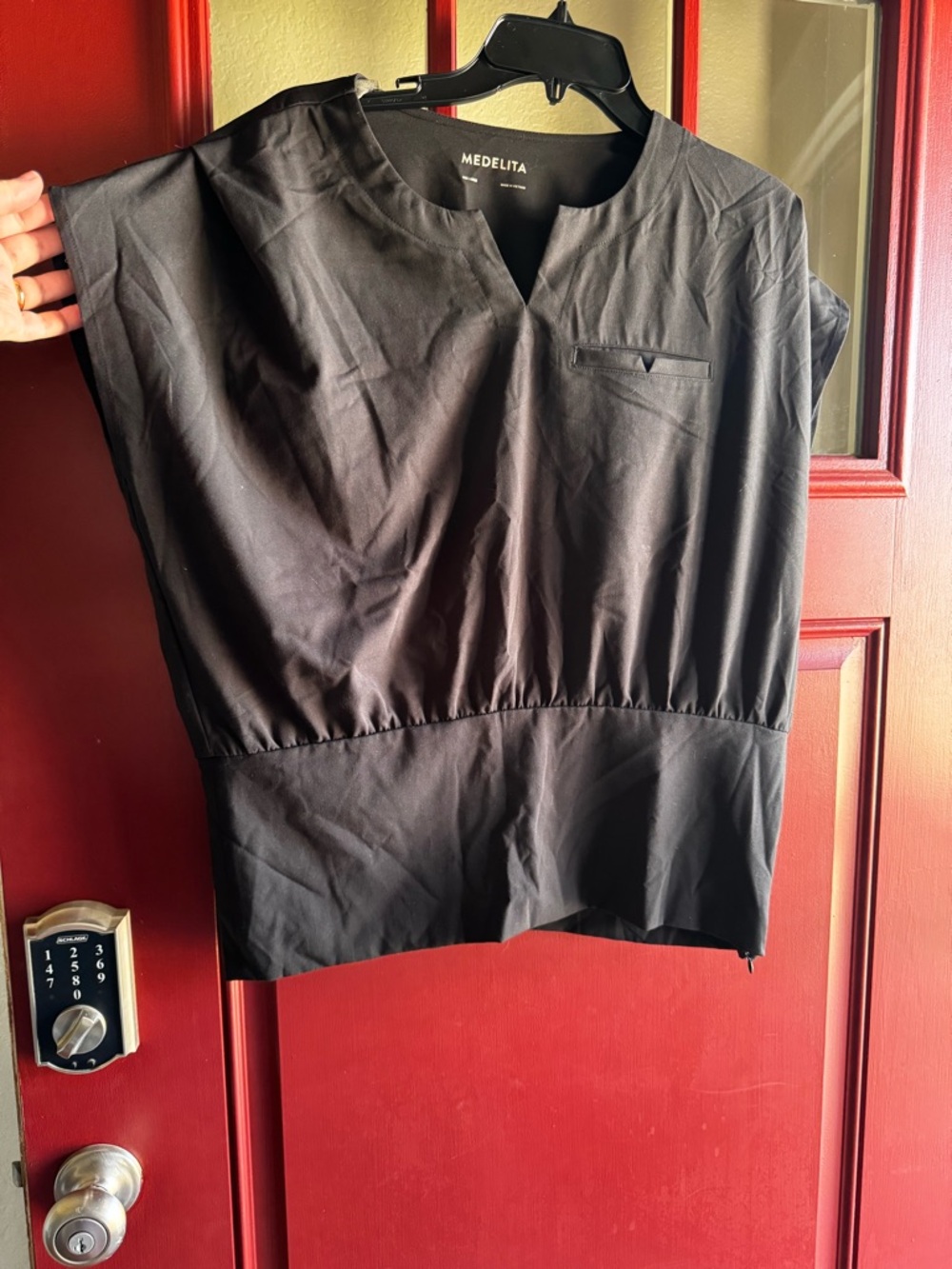 MEDELITA Woman’s Black Medical Scrub Top